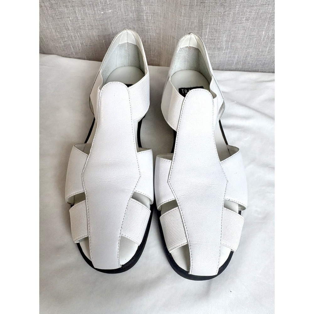 Vintage‎ Trader Bay White Leather Sandals Shoes Size 8.5 Preppy Mint Condition